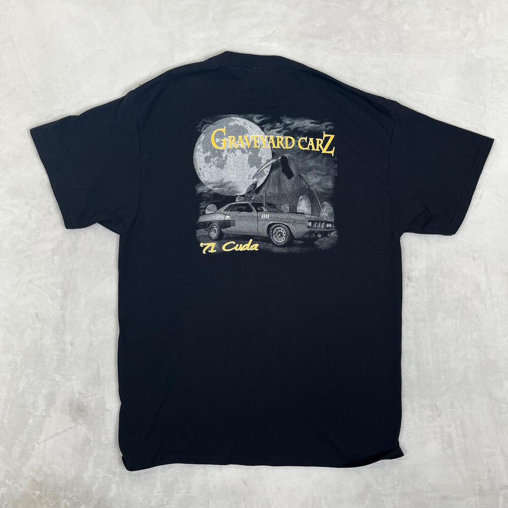 Graveyard Carz 71 Cuda T-Shirt Mens Large Black Pocket TV Show Promo Muscle Car